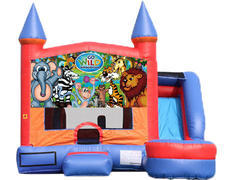 6-in-1 Castle Combo with Slide (Wet) - Wild Kingdom 6-in-1 Castle Combo with Slide (Wet) - Wild Kingdom
